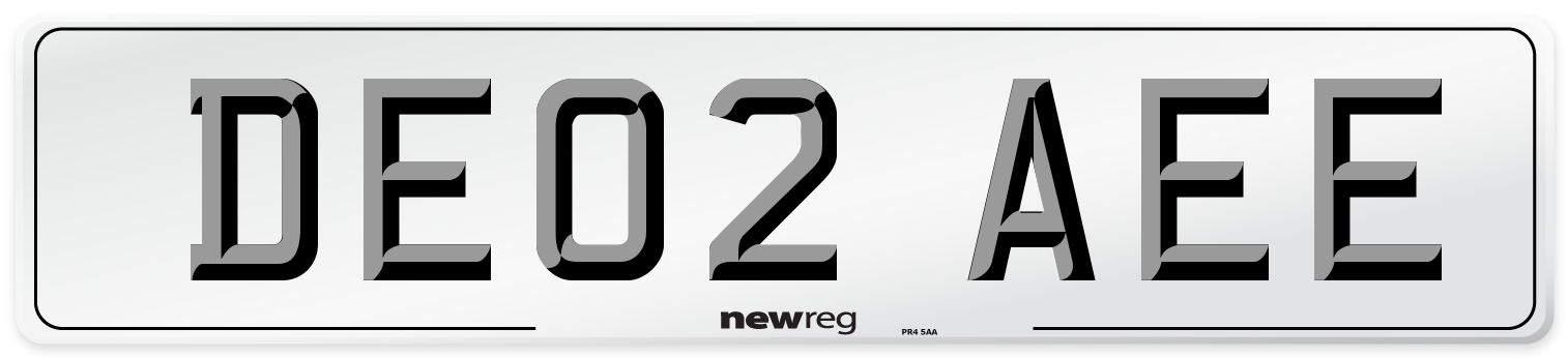 DE02 AEE Number Plate from New Reg
